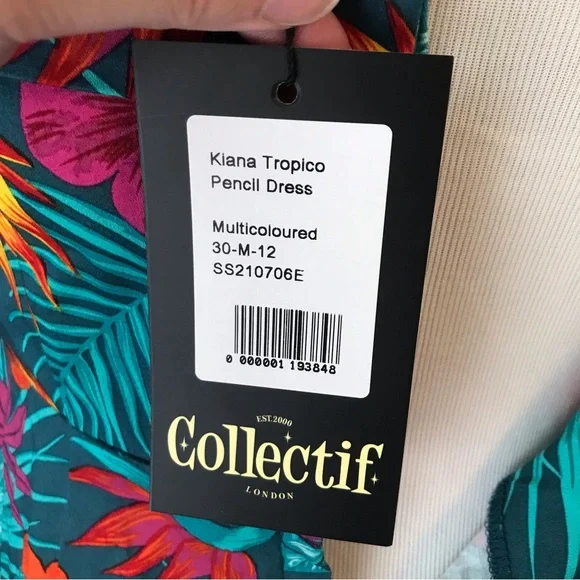 NWT Colectif Kiana Tropico Pencil Dress Pin Up Retro - Picture 12 of 12